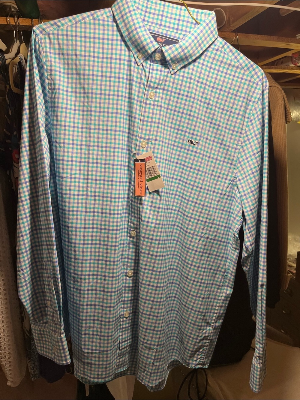 Vineyard Vines Blue & Green Gingham Button-Down Shirt